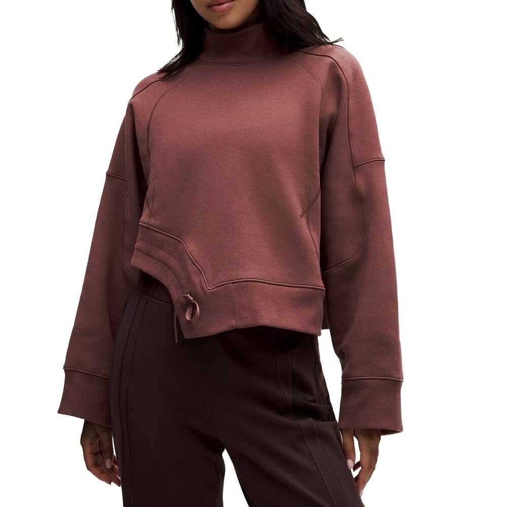 Lululemon Plush Fleece Curved Hem Pullover Sz 4 New $128 Smoky Red Sweatshirt